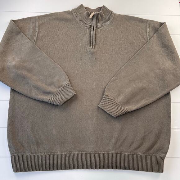 Eddie Bauer Men’s 1/4 Zip Brown Sweater men’s size XXL y2k - Picture 1 of 6